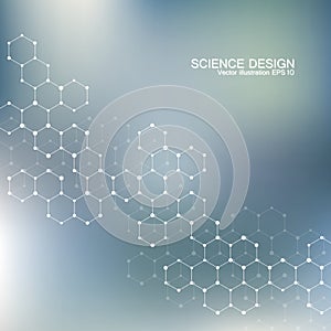 Structure molecule of DNA and neurons. Structural atom. Chemical compounds. Medicine, science, technology concept