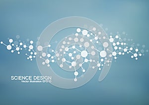 Structure molecule of DNA and neurons. Structural atom. Chemical compounds. Medicine, science, technology concept