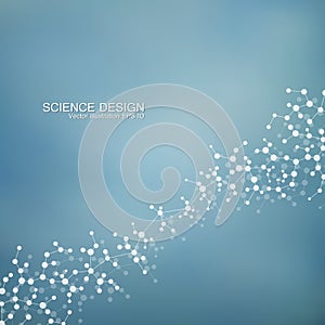 Structure molecule of DNA and neurons. Structural atom. Chemical compounds. Medicine, science, technology concept