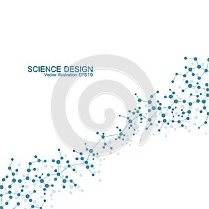 Structure molecule of DNA and neurons. Structural atom. Chemical compounds. Medicine, science, technology concept