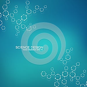 Structure molecule of DNA and neurons. Structural atom. Chemical compounds. Medicine, science, technology concept