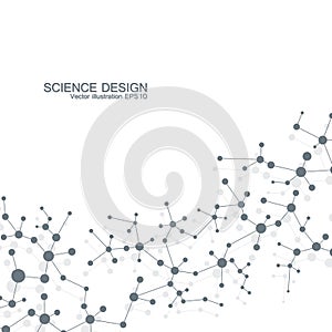 Structure molecule of DNA and neurons. Structural atom. Chemical compounds. Medicine, science, technology concept