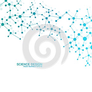 Structure molecule of DNA and neurons. Structural atom. Chemical compounds. Medicine, science, technology concept