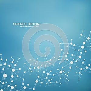 Structure molecule of DNA and neurons. Structural atom. Chemical compounds. Medicine, science, technology concept