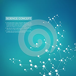 Structure molecule of DNA and neurons. Structural atom. Chemical compounds. Medicine, science, technology concept