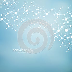 Structure molecule of DNA and neurons. Structural atom. Chemical compounds. Medicine, science, technology concept