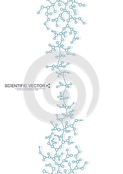 Structure molecule of DNA and neurons. Structural atom. Chemical compounds. Medicine, science, technology concept
