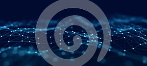 The structure of the network connection of points and lines. Data technology. Digital background. 3D rendering