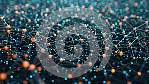 The structure of the network connection of points and lines. Data technology. Digital background. 3D rendering