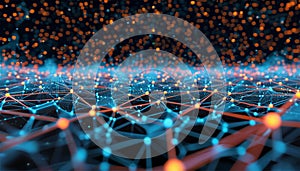 The structure of the network connection of points and lines. Data technology. Digital background. 3D rendering