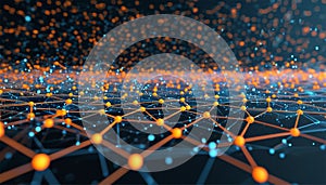 The structure of the network connection of points and lines. Data technology. Digital background. 3D rendering