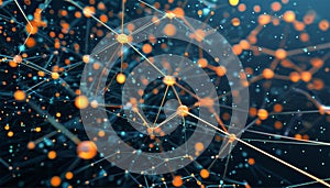 The structure of the network connection of points and lines. Data technology. Digital background. 3D rendering