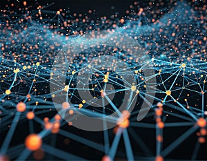 The structure of the network connection of points and lines. Data technology. Digital background. 3D rendering