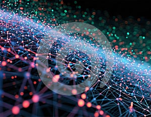 The structure of the network connection of points and lines. Data technology. Digital background. 3D rendering