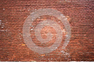 Structure of an old red brick wall