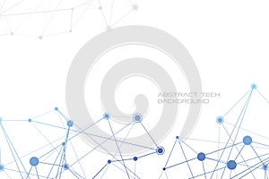 Structure of particles or molecules. Connected line and dots