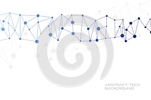 Structure of particles or molecules. Connected line and dots