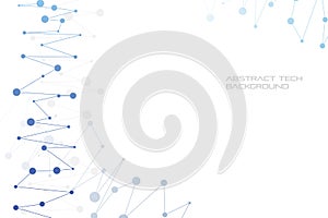 Structure of particles or molecules. Connected line and dots