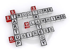 Structure planning business startup strategy word block on white