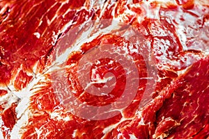 Structure of raw beef top blade steak