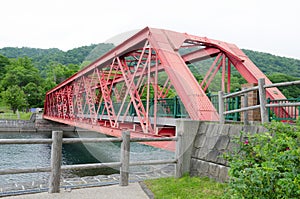Structure of red old iron bridge
