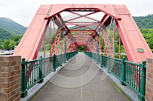 Structure of red old iron bridge