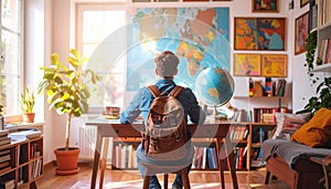 Young Man Studying at Home