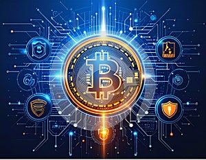 Bitcoin and Blockchain Technology Security Concept