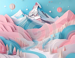 Matterhorn panorama in pastel colors