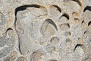 Structure of the rock formations of Kolimbithres beach on the island of Paros