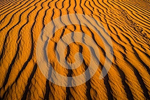 Structure of sand dunes during sunset