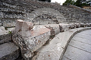 Structure of the seats in the ancient site of Epidaurus photo