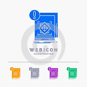 structure, standard, infrastructure, information, alert 5 Color Glyph Web Icon Template isolated on white. Vector illustration