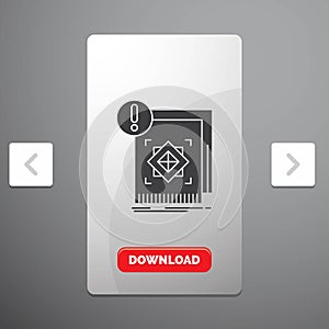 structure, standard, infrastructure, information, alert Glyph Icon in Carousal Pagination Slider Design & Red Download Button