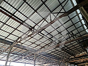 Structure of steel roof truss for interior construction