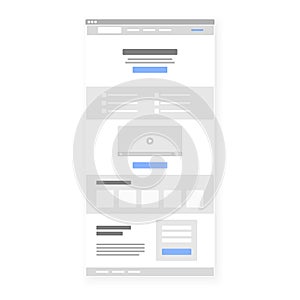 Structure template of landing page. Call To Action button selected blue. Vector illustration