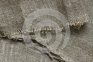 The structure of the threads of a natural burlap fabric