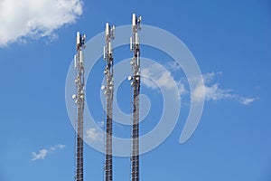 Structure tower of cell phone antenna with blue sky