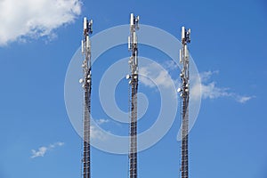 Structure tower of cell phone antenna with blue sky