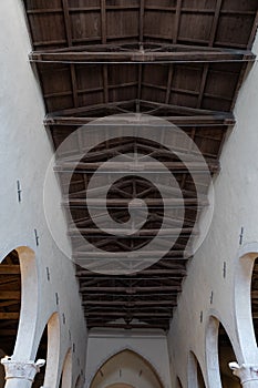 Structure of the wooden beams of the roofs of Abruzzo churches. Sulmona