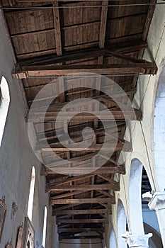 Structure of the wooden beams of the roofs of Abruzzo churches. Sulmona