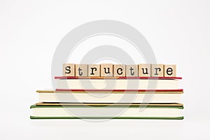 Structure word on wood stamps and books photo