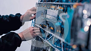 Structured cabling installation process in residential building electrical networks photo