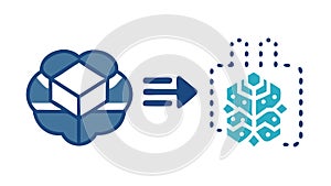 Structured Data Processing, Cube to Brain Evolution, vector design Generative AI