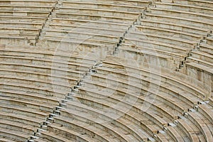 Structured oval tiers in an ancient Greece theater, no spectators