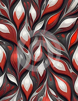 Structured Red Forms Distinct Against White, Showcasing Transition in Style, Generative AI