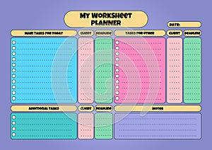 Structured Work Sheet Planner with Client and Deadline Sections
