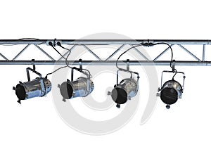 Structures of stage illumination lights equipment isolated