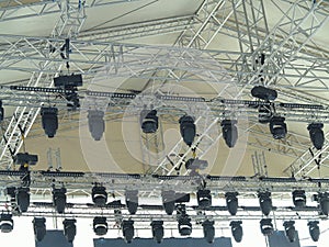 Structures of stage illumination spotlights equipment
