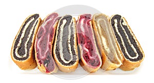 Strudels with poppy seeds,cherry and apple